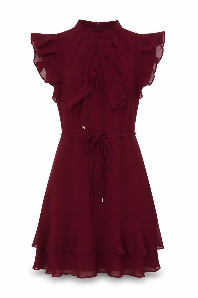 Oais Womens Red Polyester A-Line Size 10 Mock Neck Zip