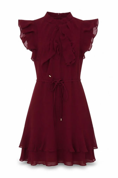 Oasis Womens Red Polyester A-Line Size 10 Mock Neck Zip