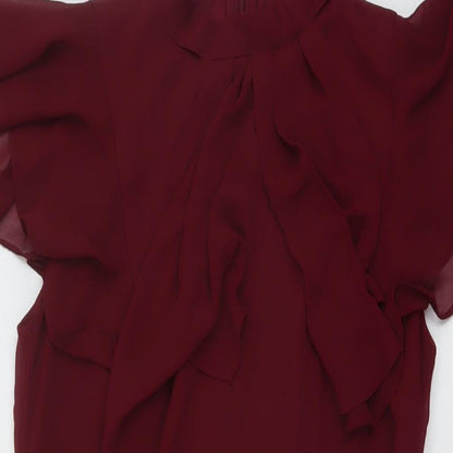 Oasis Womens Red Polyester A-Line Size 10 Mock Neck Zip