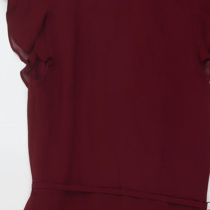 Oasis Womens Red Polyester A-Line Size 10 Mock Neck Zip