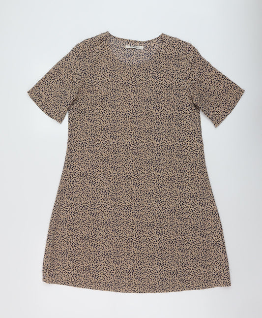 Glamorous Womens Beige Geometric Polyester A-Line Size 8 Round Neck Pullover