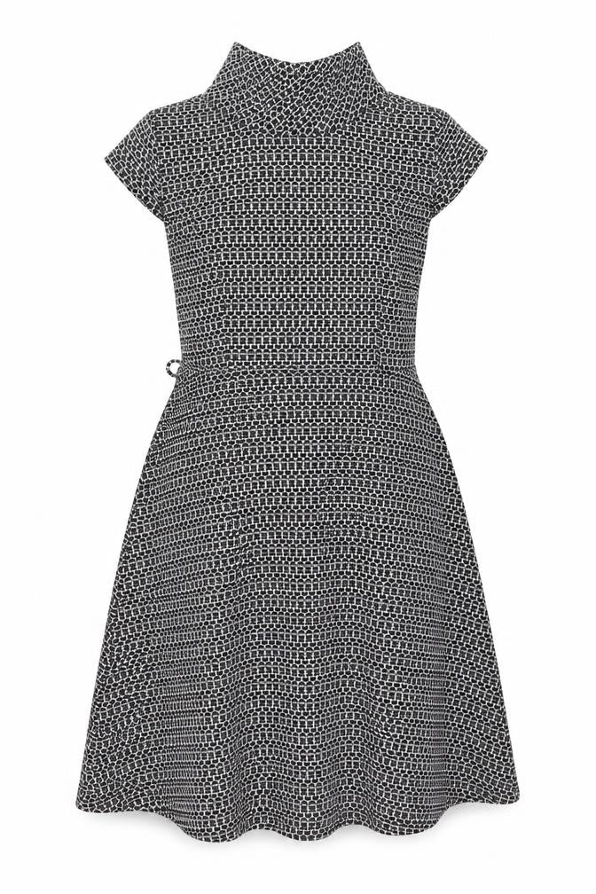 BHS Womens Black Geometric Polyester A-Line Size 18 Mock Neck Pullover