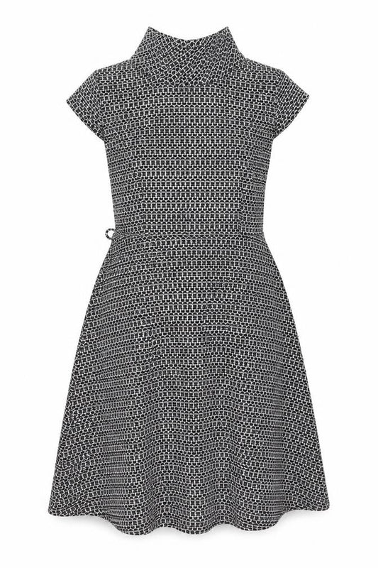 BHS Womens Black Geometric Polyester A-Line Size 18 Mock Neck Pullover