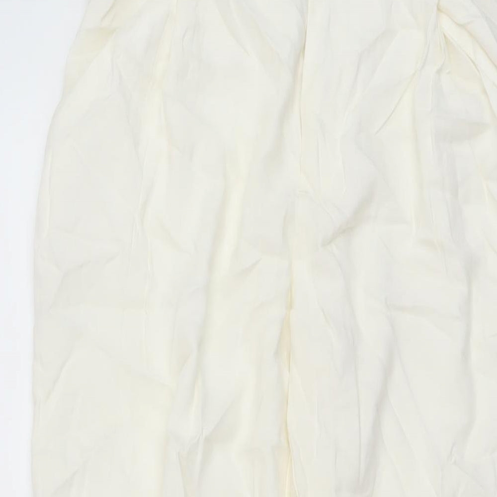 Zara Womens Ivory Viscose Chino Trousers Size S L24 in Regular Button