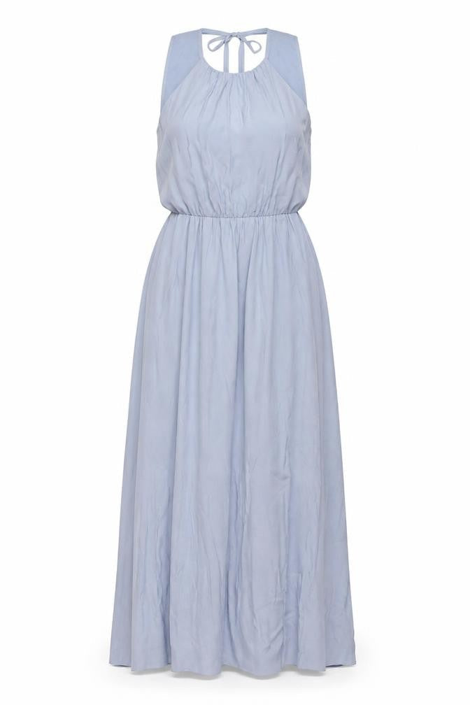 H&M Womens Blue Polyester A-Line Size 6 Round Neck Tie