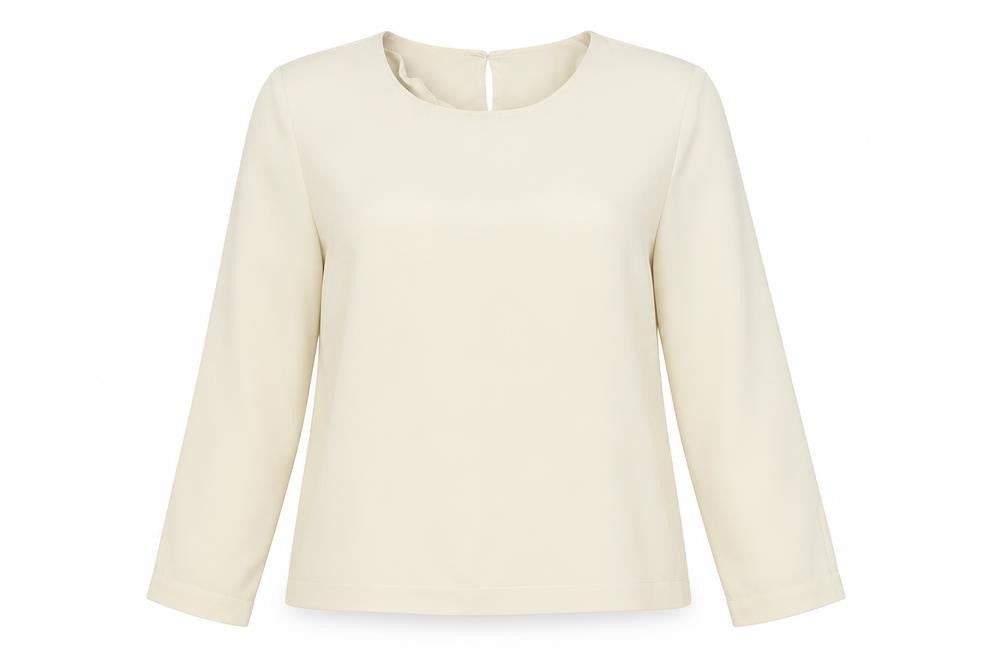 Jake Womens Beige Polyester Basic Blouse Size 14 Round Neck