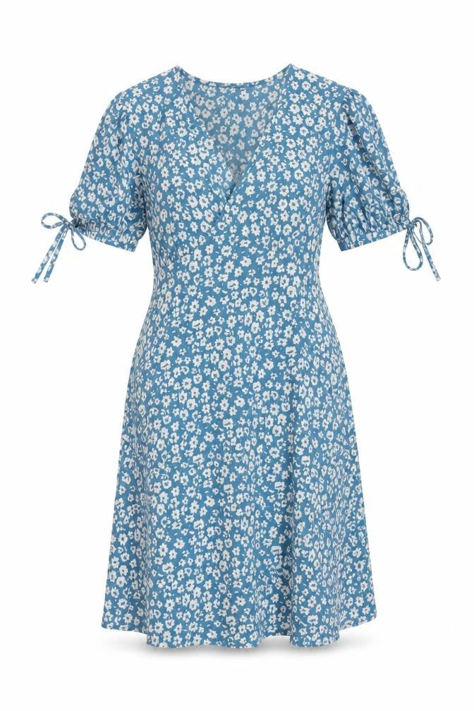 New Look Womens Blue Geometric Polyester A-Line Size 14 V-Neck Pullover