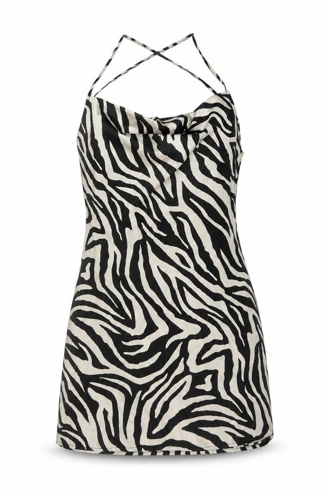 H&M Womens Beige Animal Print Polyester Mini Size 10 Cowl Neck Pullover