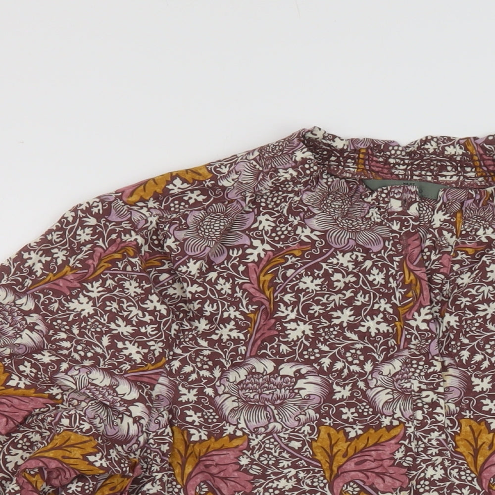 NEXT Womens Pink Geometric Viscose Basic Blouse Size 14 Mock Neck