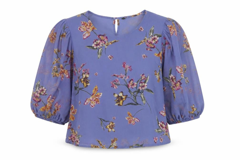 Bonmarché Womens Purple Floral Polyester Basic Blouse Size 10 Roll Neck