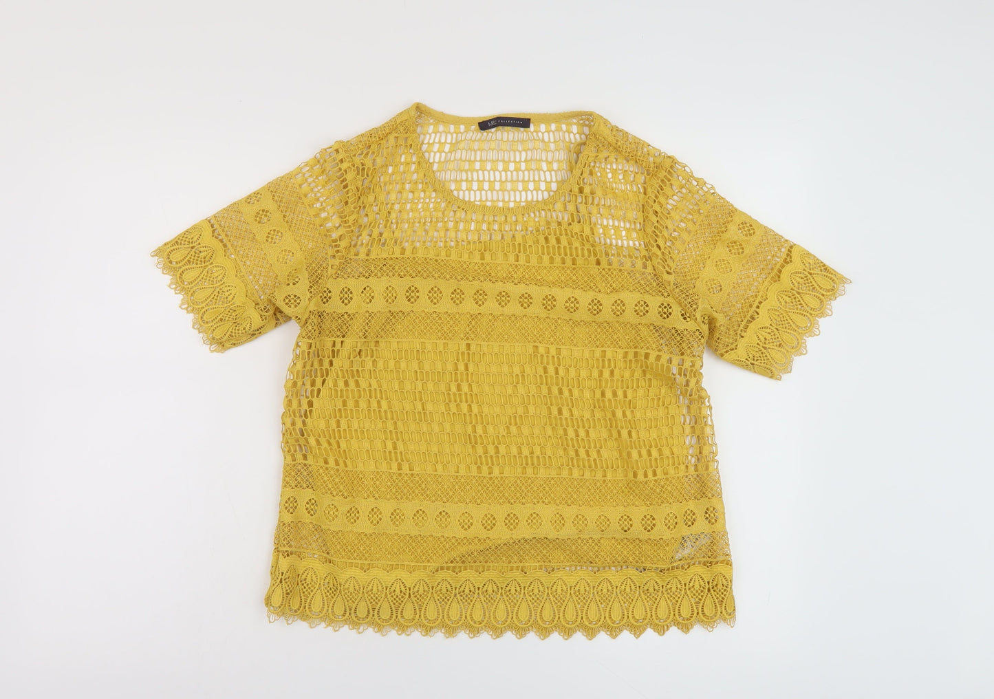 Marks and Spencer Womens Yellow Polyester Basic T-Shirt Size 10 Round Neck