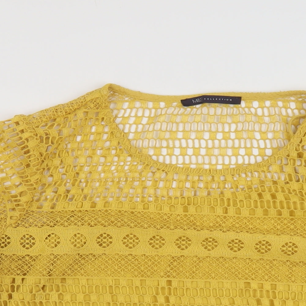 Marks and Spencer Womens Yellow Polyester Basic T-Shirt Size 10 Round Neck