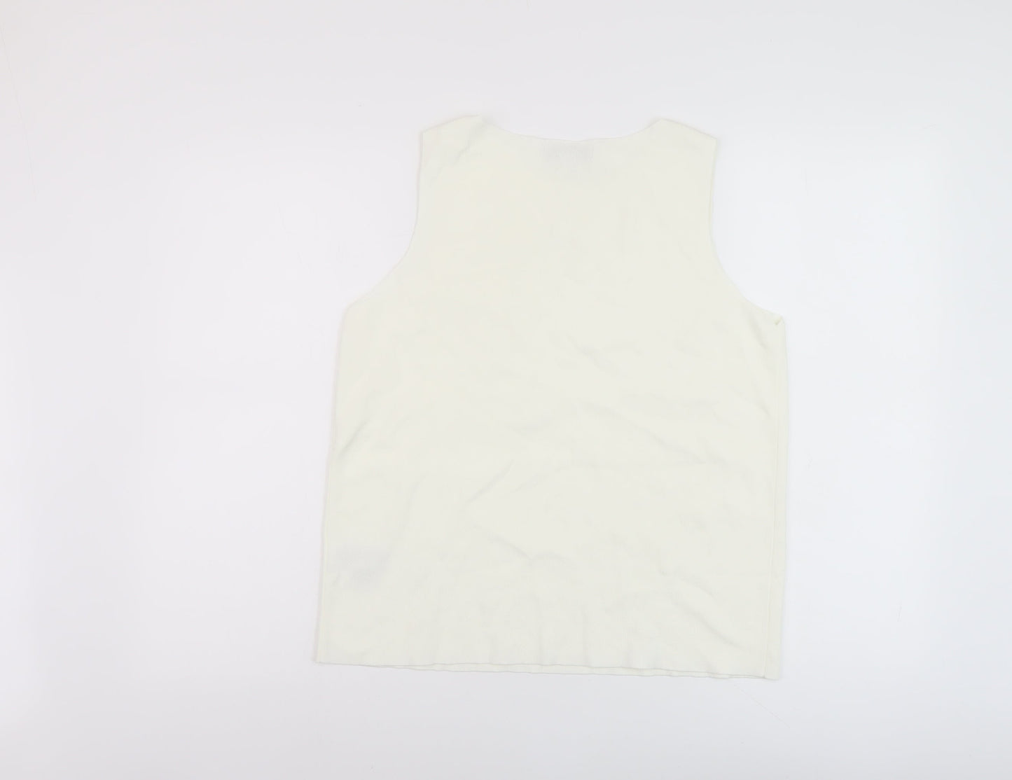 Marks and Spencer Womens White Viscose Basic Tank Size 14 Round Neck