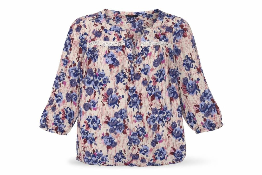 Marks & Spencer Womens Multicoloured Floral Viscose Basic Blouse Size 12 V-Neck
