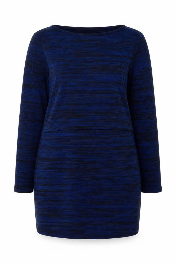 JoJo Maman Bébé Womens Blue Geometric Polyester Tunic Blouse Size L Round Neck