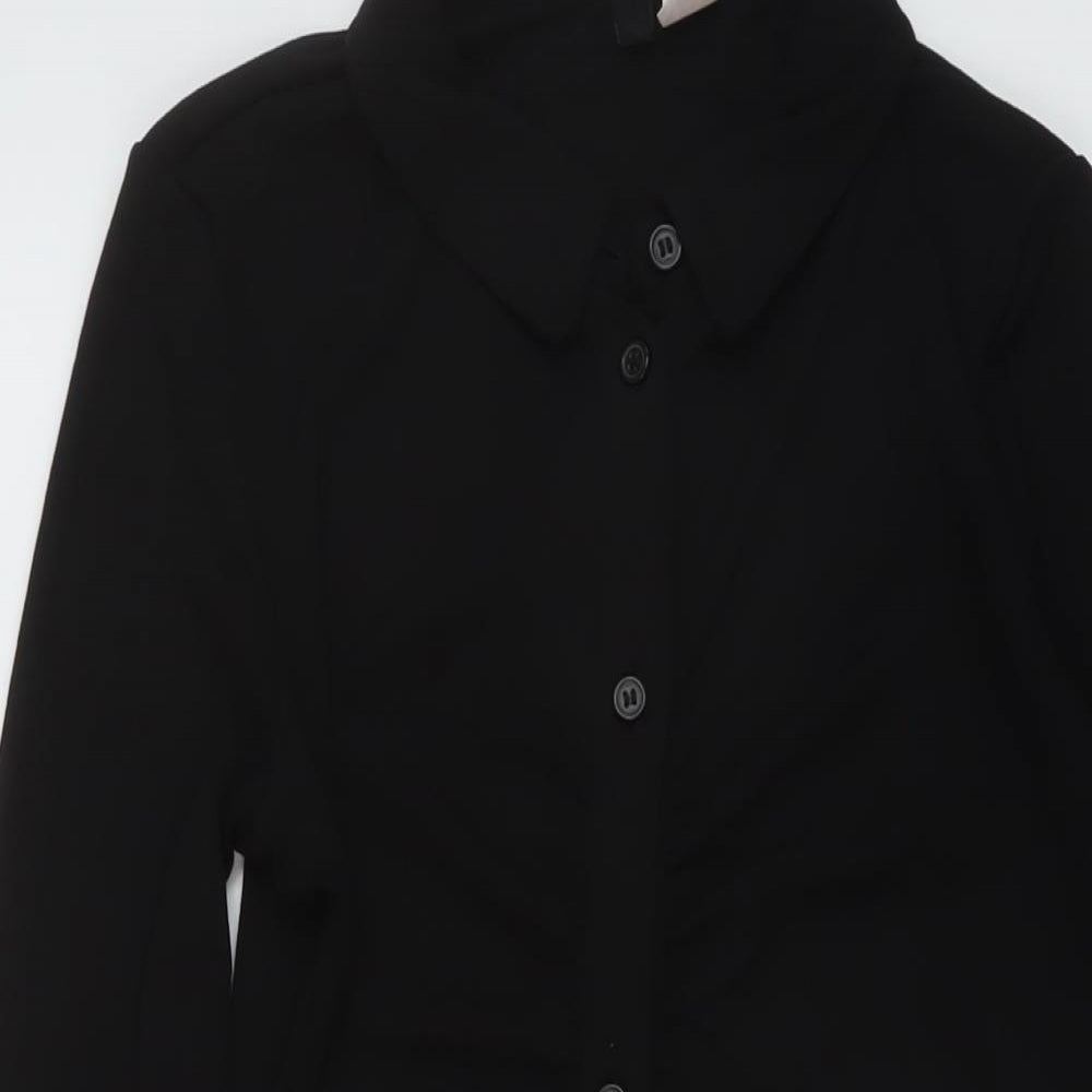 H&M Womens Black Polyester Bodycon Size M Collared Button