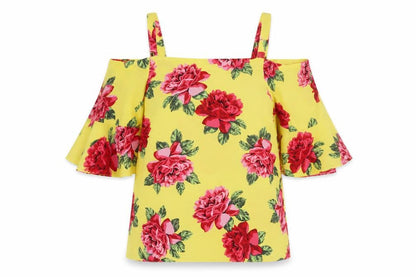 Dorothy Perkins Womens Yellow Floral Polyester Basic Blouse Size 10 Square Neck