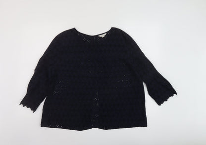Springfield Womens Blue Polyester Basic Blouse Size 16 Round Neck