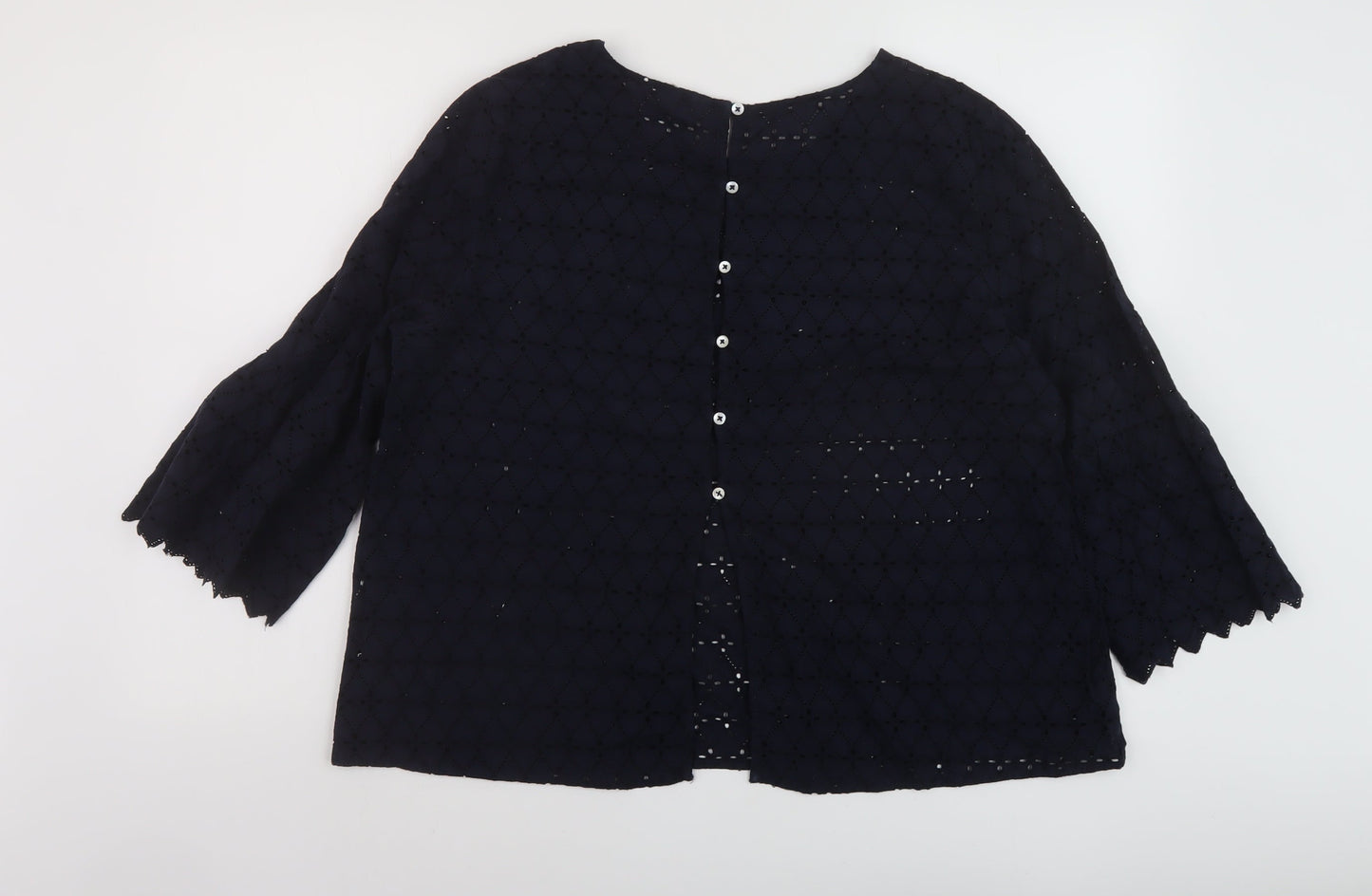 Springfield Womens Blue Polyester Basic Blouse Size 16 Round Neck