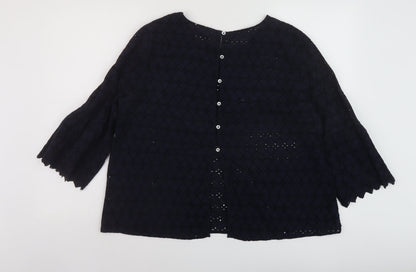 Springfield Womens Blue Polyester Basic Blouse Size 16 Round Neck