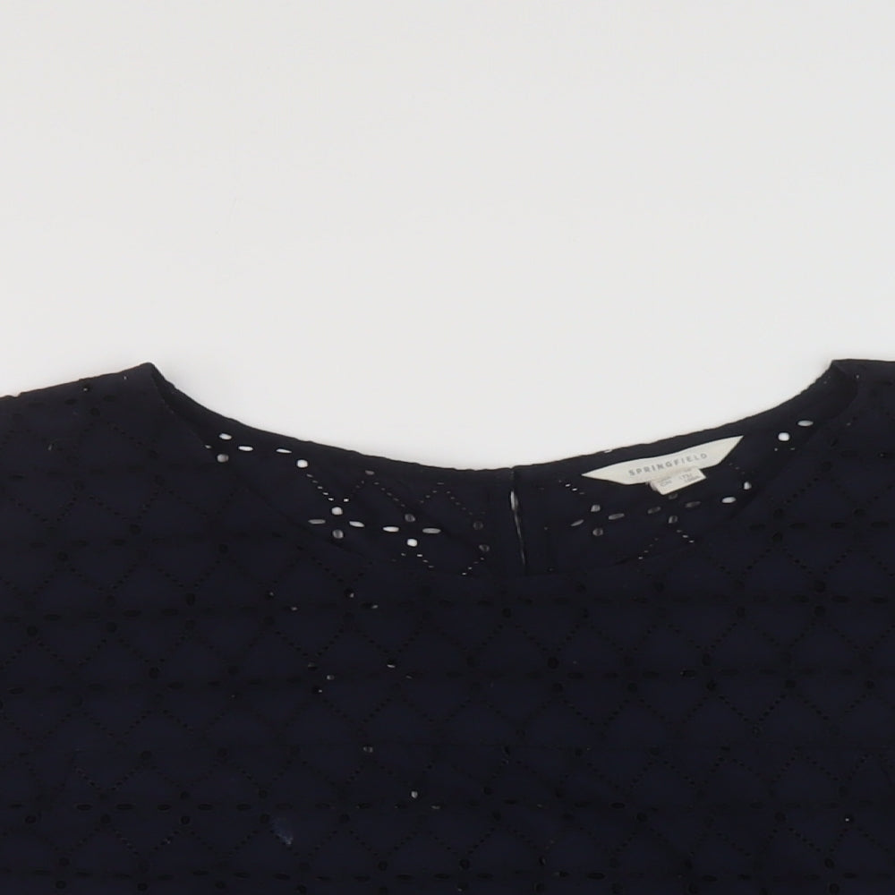 Springfield Womens Blue Polyester Basic Blouse Size 16 Round Neck