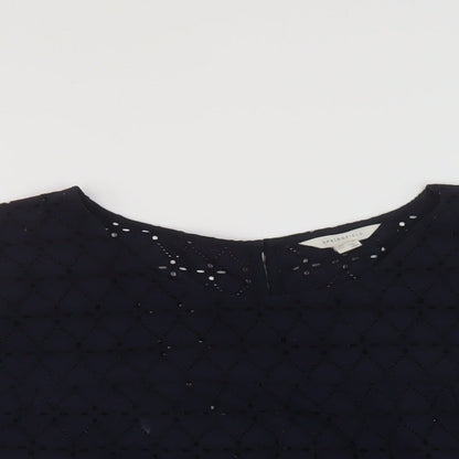 Springfield Womens Blue Polyester Basic Blouse Size 16 Round Neck