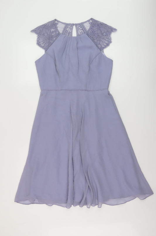 Monsoon Womens Purple Polyester A-Line Size 10 Round Neck Button