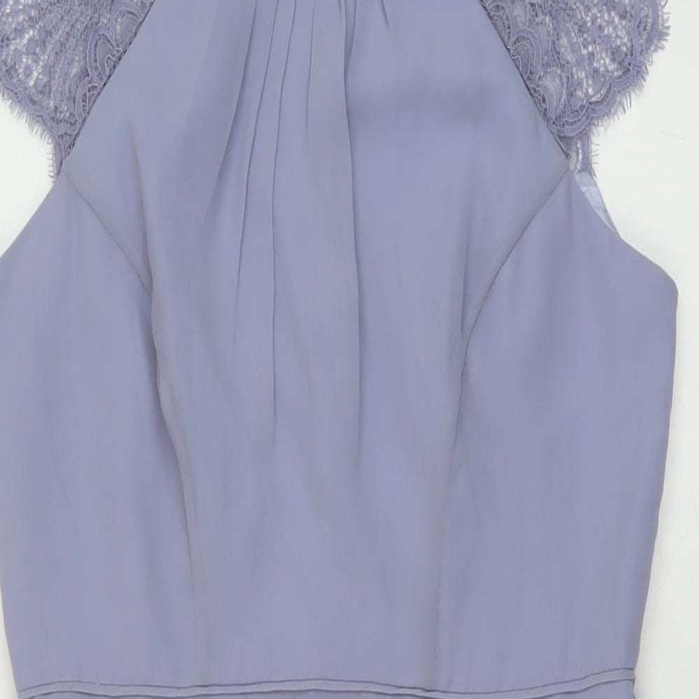 Monsoon Womens Purple Polyester A-Line Size 10 Round Neck Button