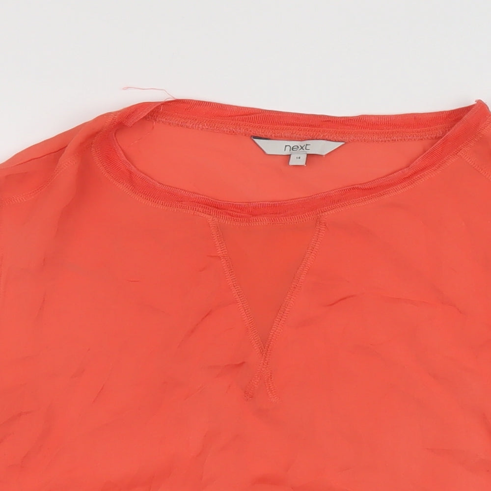 NEXT Womens Orange Polyester Basic Tank Size 14 Round Neck