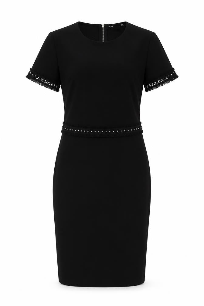 Dorothy Perkins Womens Black Polyester Sheath Size 12 Round Neck Zip