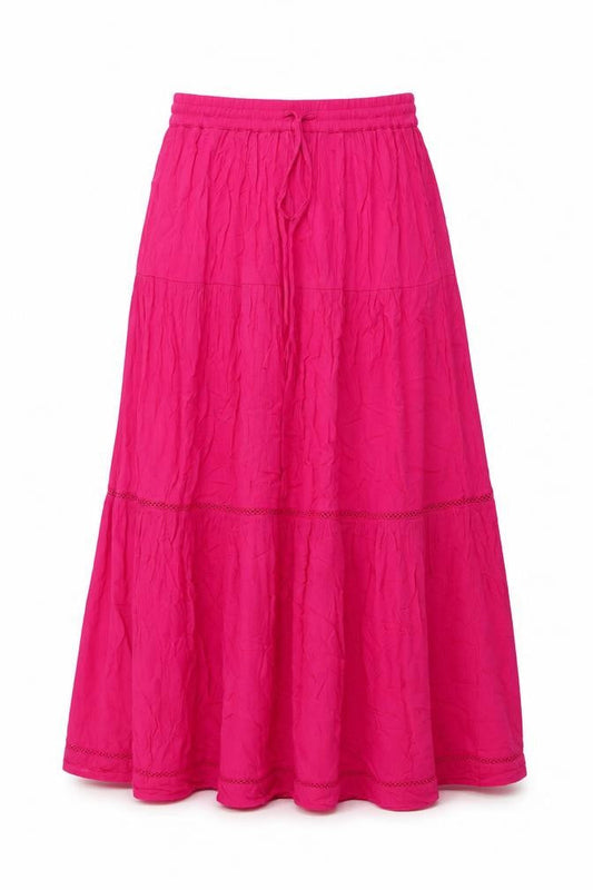 Marks & Spencer Womens Pink Viscose A-Line Skirt Size 6 Drawstring