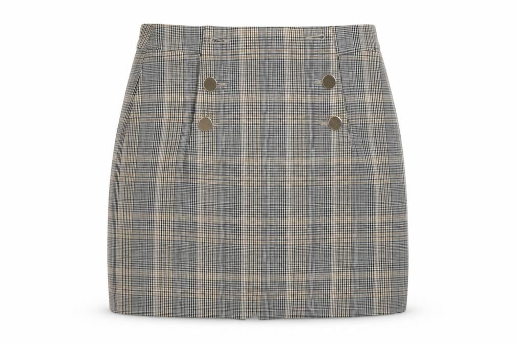 h7M Womens Grey Plaid Polyester Mini Skirt Size 10 Zip
