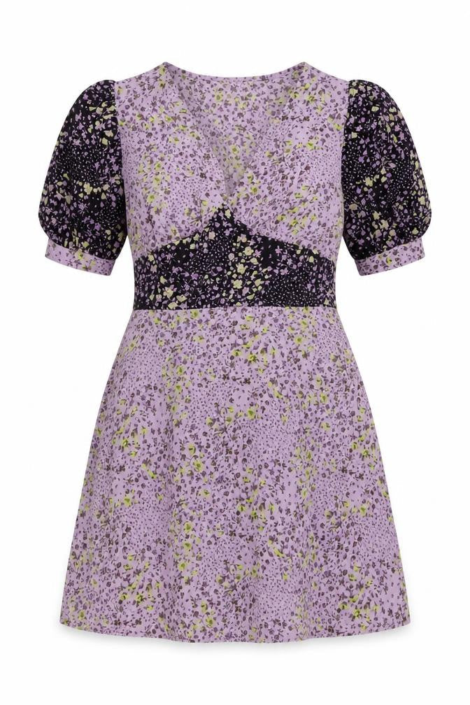 Quiz Womens Purple Floral Polyester A-Line Size 10 V-Neck Pullover