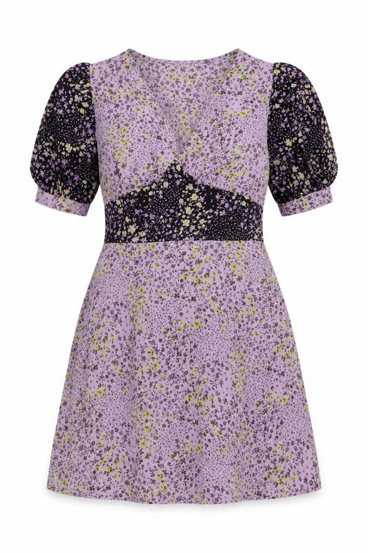 Quiz Womens Purple Floral Polyester A-Line Size 10 V-Neck Pullover