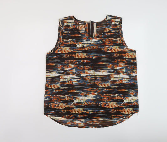 Kushi Womens Multicoloured Geometric Polyester Basic Tank Size 18 Round Neck