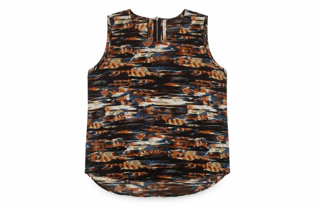 Kushi Womens Multicoloured Geometric Polyester Basic Tank Size 18 Round Neck