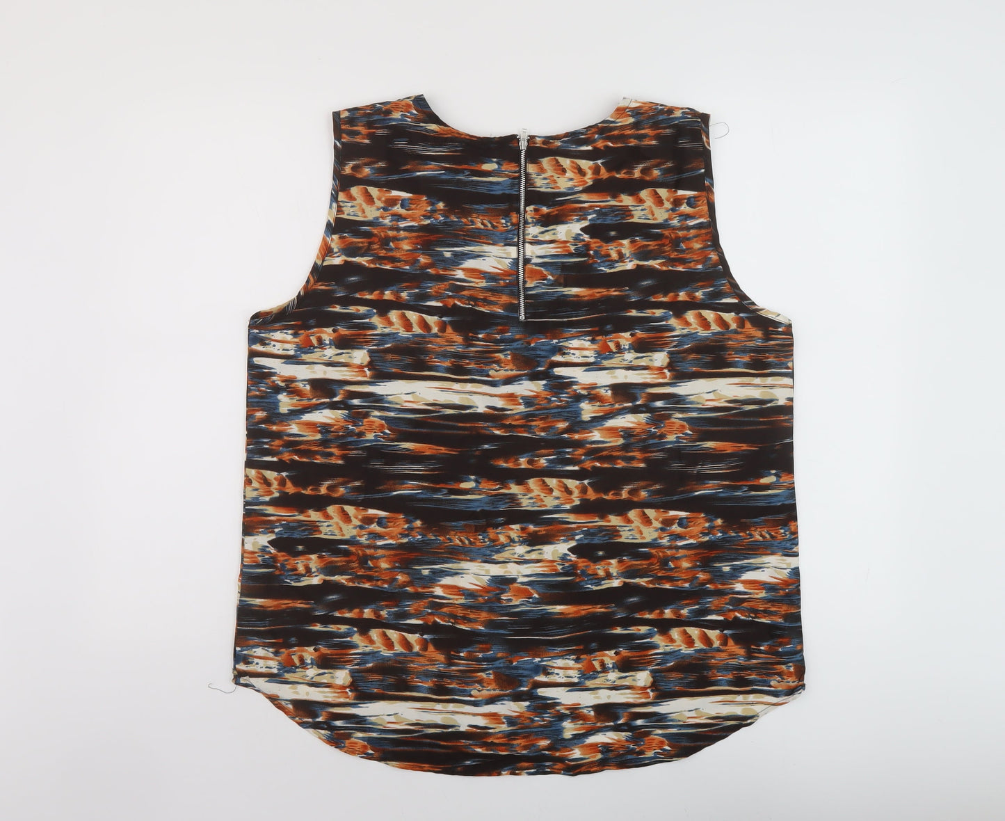 Kushi Womens Multicoloured Geometric Polyester Basic Tank Size 18 Round Neck