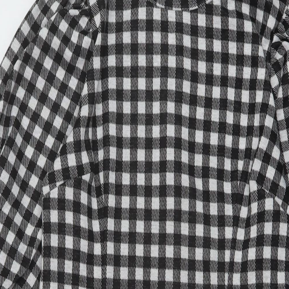 Sinsay Womens Black Check Polyester A-Line Size M Mock Neck Zip