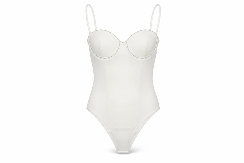 Zara Womens Ivory Polyester Bodysuit One-Piece Size M Snap