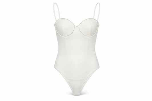 Zara Womens Ivory Polyester Bodysuit One-Piece Size M Snap