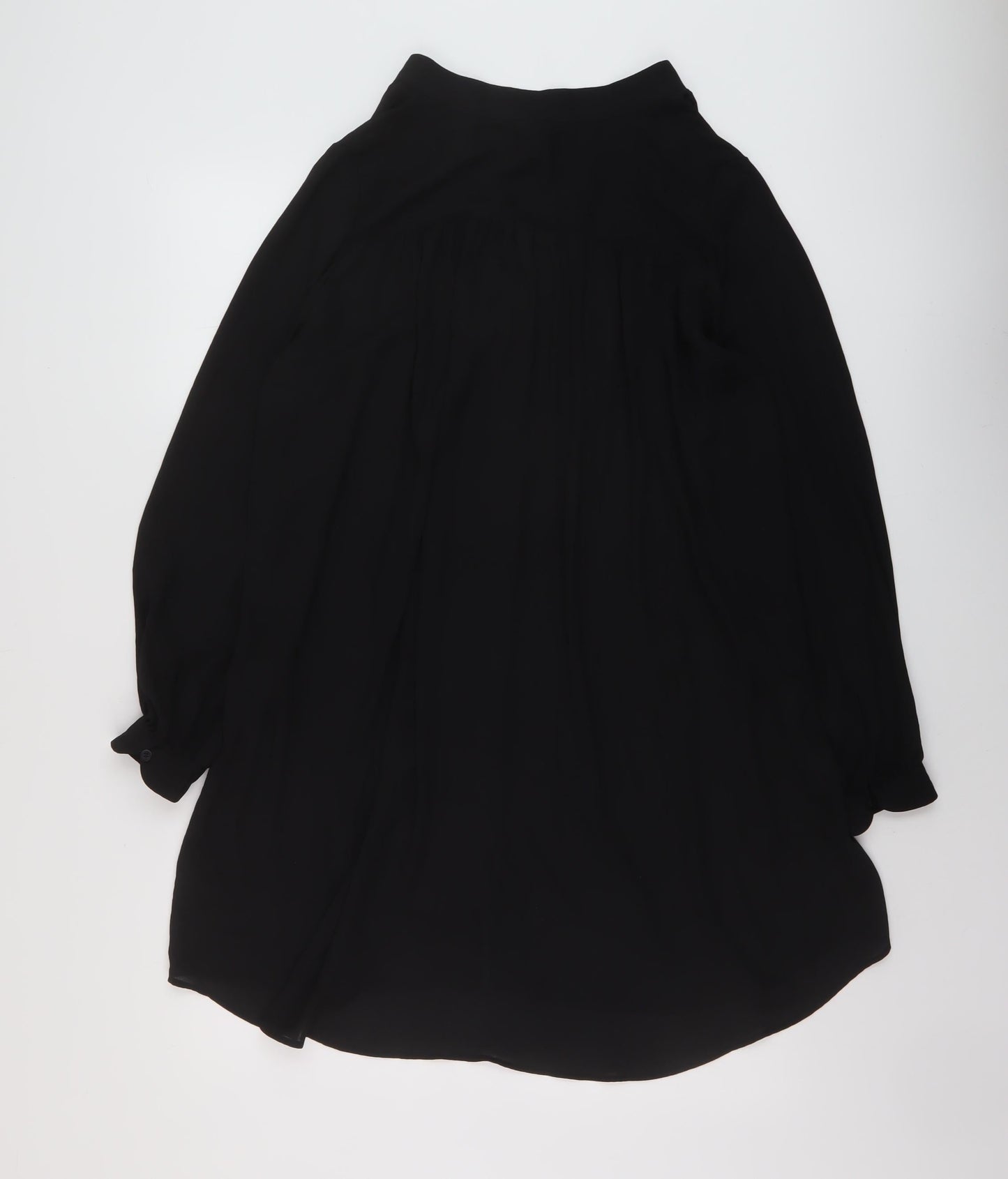 h7M Womens Black Polyester Tunic Blouse Size 10 V-Neck