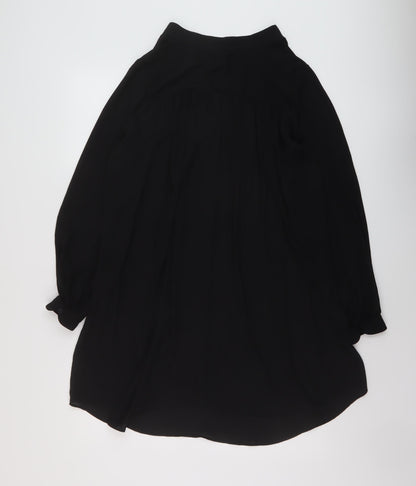 Back view of h7M women’s black polyester tunic blouse, size UK 10, v-neck