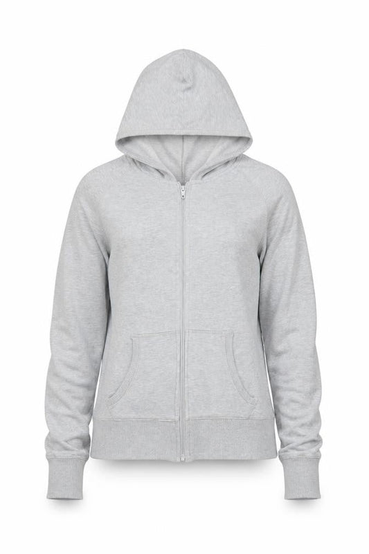 H&M Womens Grey Cotton Full Zip Hoodie Size 12 Zip