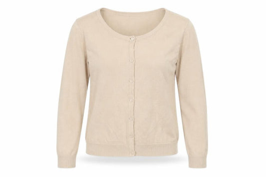 Hollister Womens Beige Crew Neck Cotton Cardigan Jumper Size S