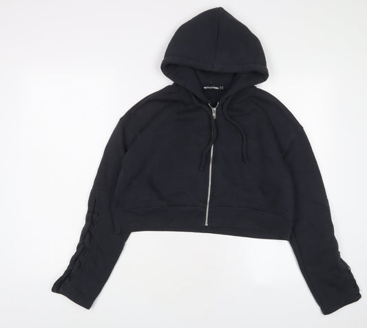 PRETTYLITTLETHING Womens Blue Cotton Full Zip Hoodie Size 4 Zip