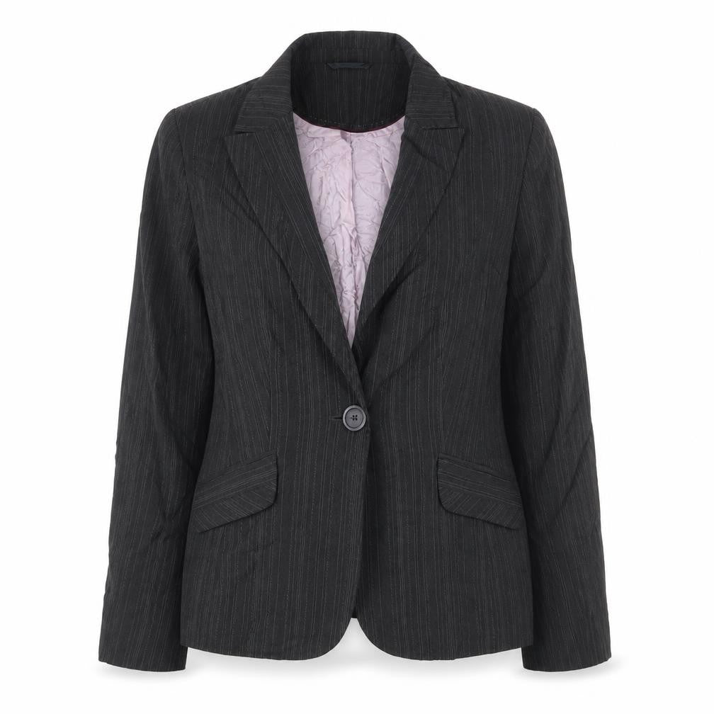 Debenhams Womens Grey Striped Jacket Blazer Size 14 Button