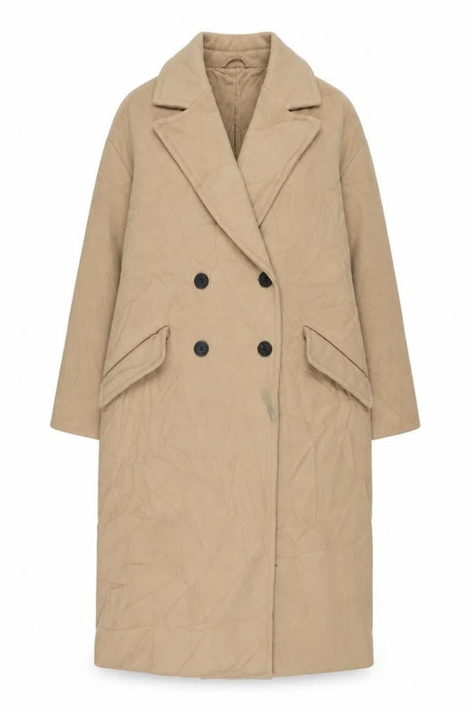 Zara Womens Beige Overcoat Coat Size S Button