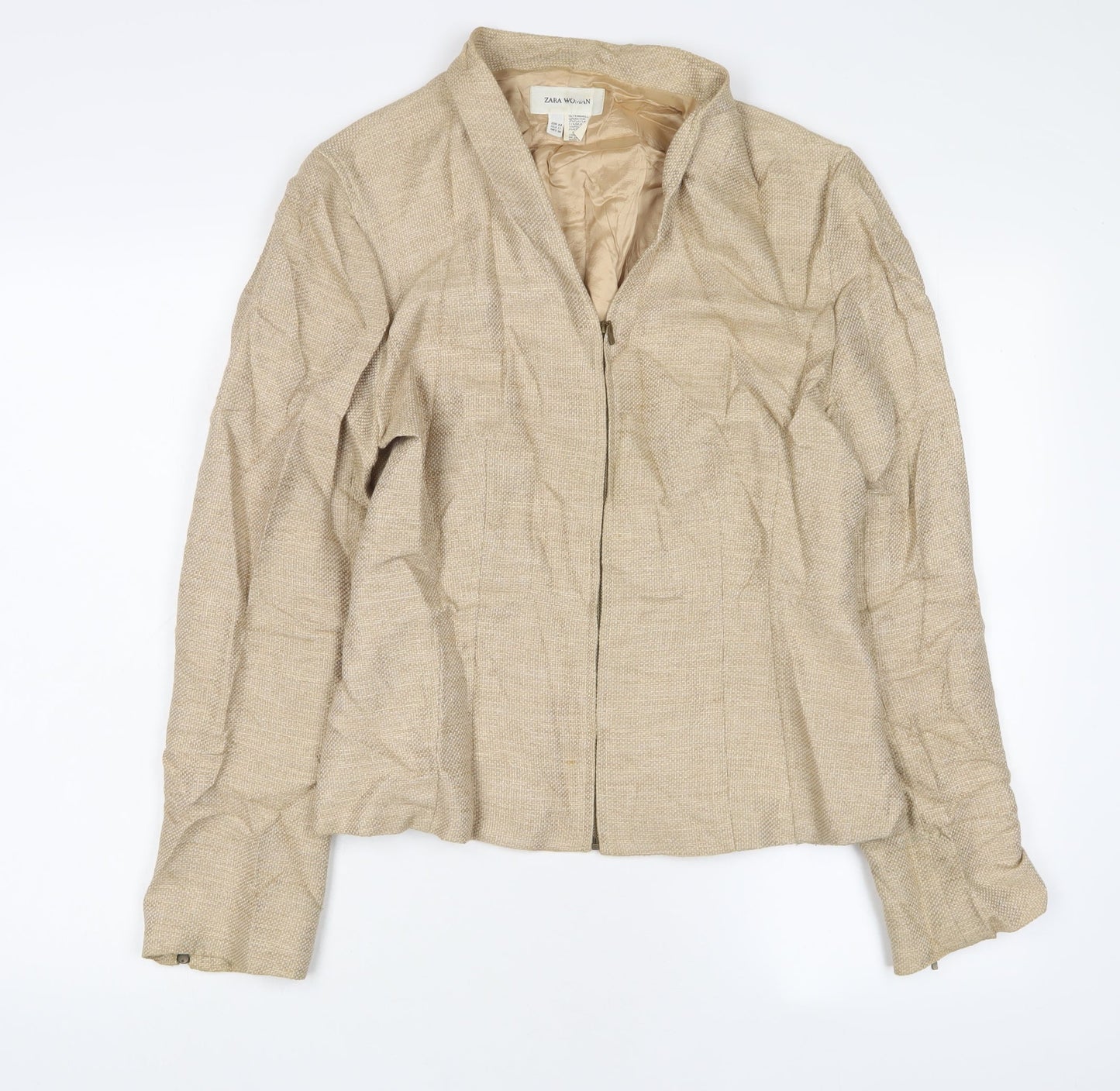 Zara Womens Beige Jacket Size 16 Zip