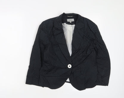 Marks & Spencer Womens Blue Striped Jacket Blazer Size 12 Buckle