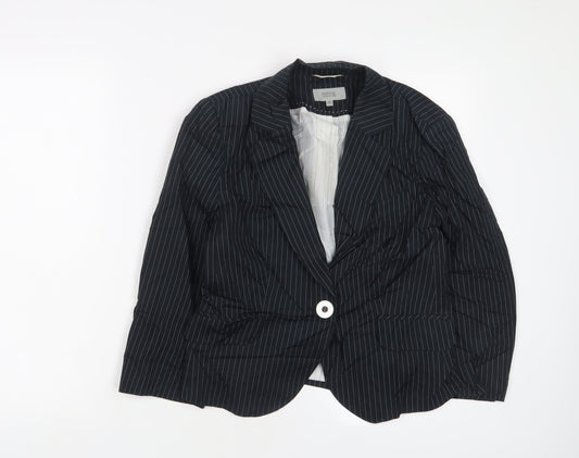 Marks and Spencer Womens Blue Striped Jacket Blazer Size 12 Buckle